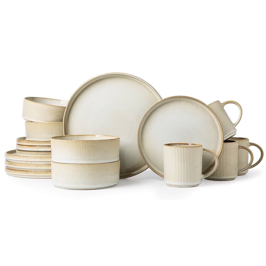 超レア物級→ご飯茶碗セット Amazon.com | MONITO Ceramic Dinnerware 16 Pieces Dinner Set